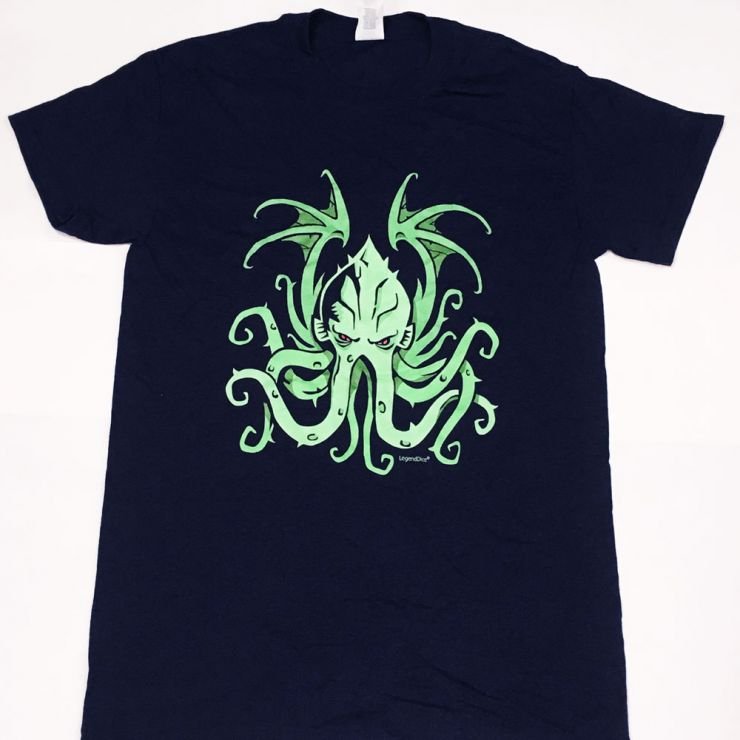 Cthulhu tee shirt in mind shattering midnight blue